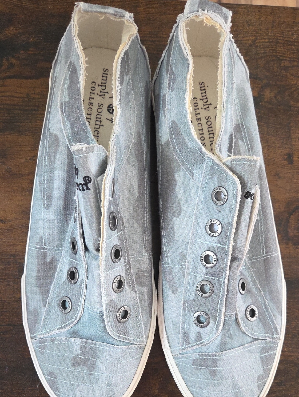 Simply Southern Light Blue Canvas Slip-On Shoes